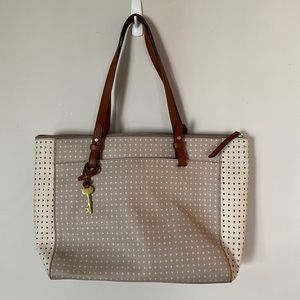 Fossil Rachel Hearts Leather Tote